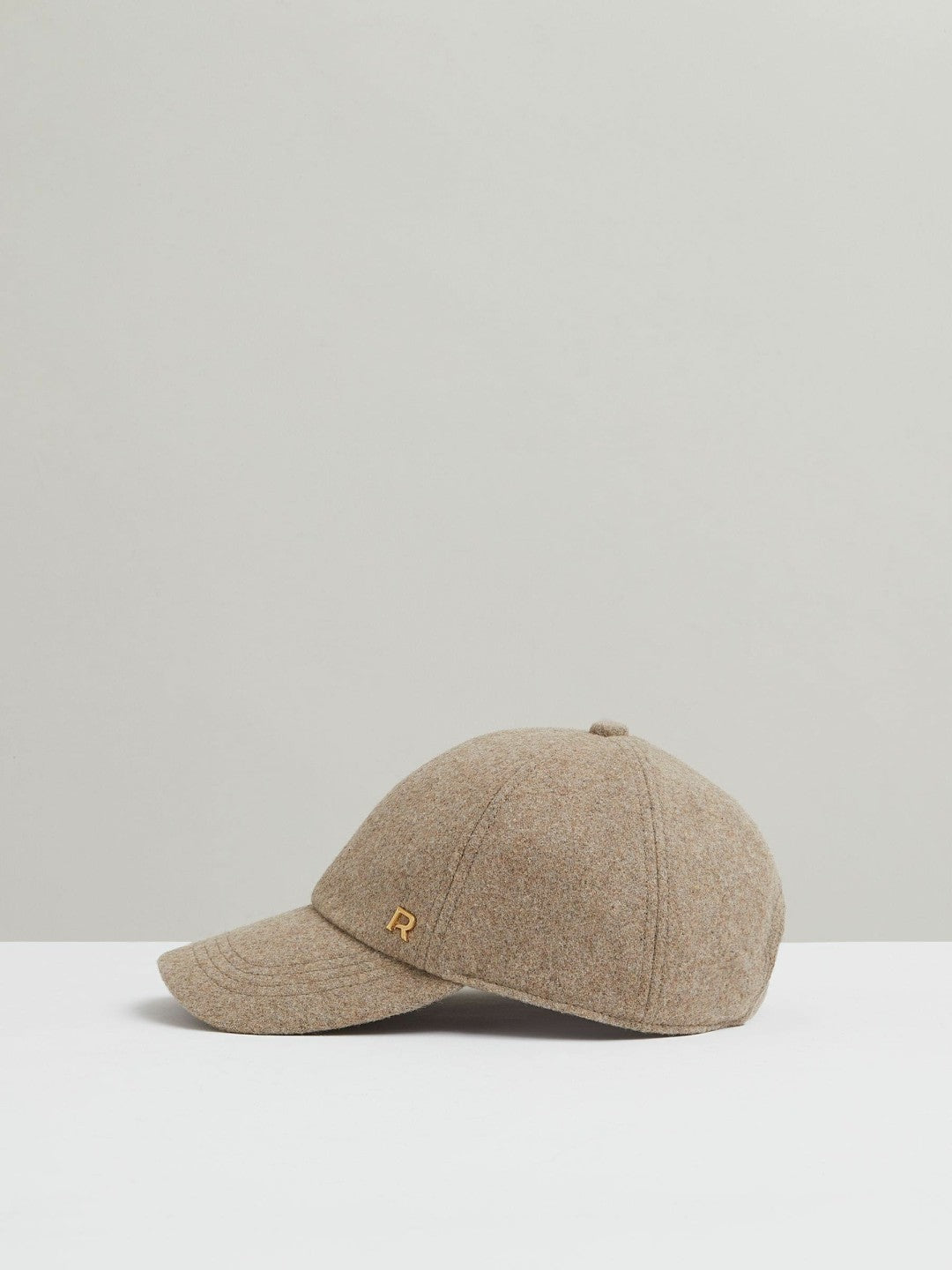 Women Wool Blend Flannel Baseball Cap in Taupe