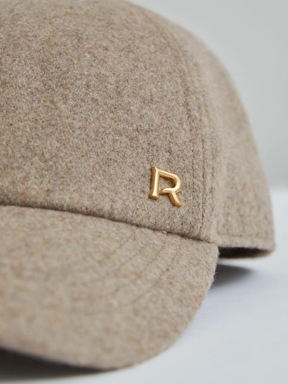 Women Wool Blend Flannel Baseball Cap in Taupe