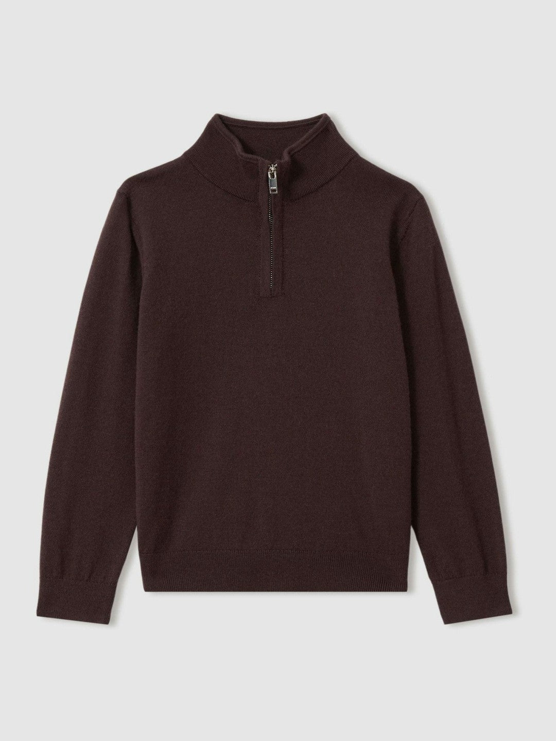 Children & Baby 9-13 yrs Merino Wool Half-Zip Funnel Neck Jumper in Dark Bordeaux