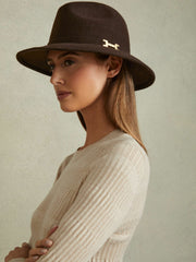 Women Wool Fedora in Chocolate