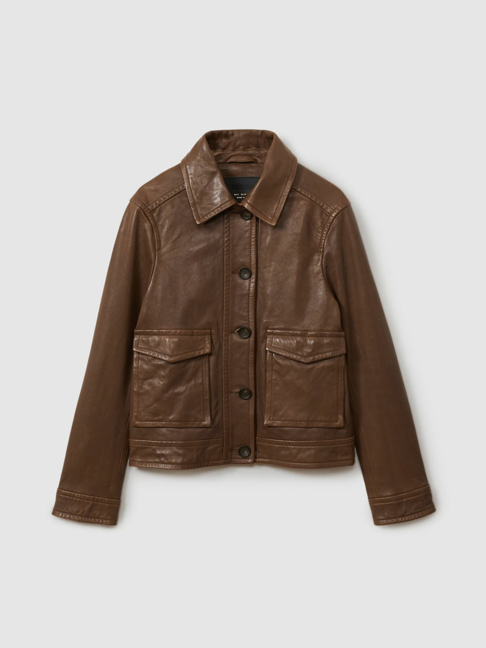 Women Leather Trucker Jacket in Chocolate