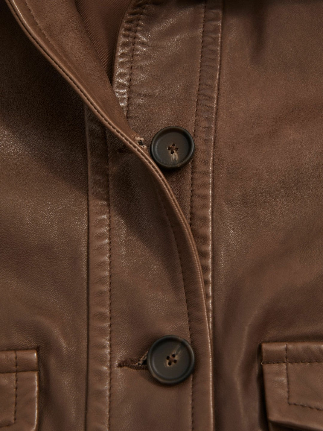 Women Leather Trucker Jacket in Chocolate