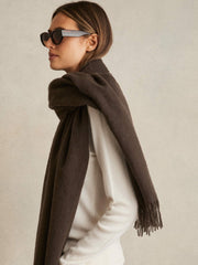 Women Wool-Cashmere Scarf in Chocolate