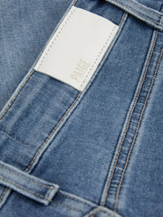 Women Paige Wide Leg Raw Hem Cropped Jeans in Rock Show Blue