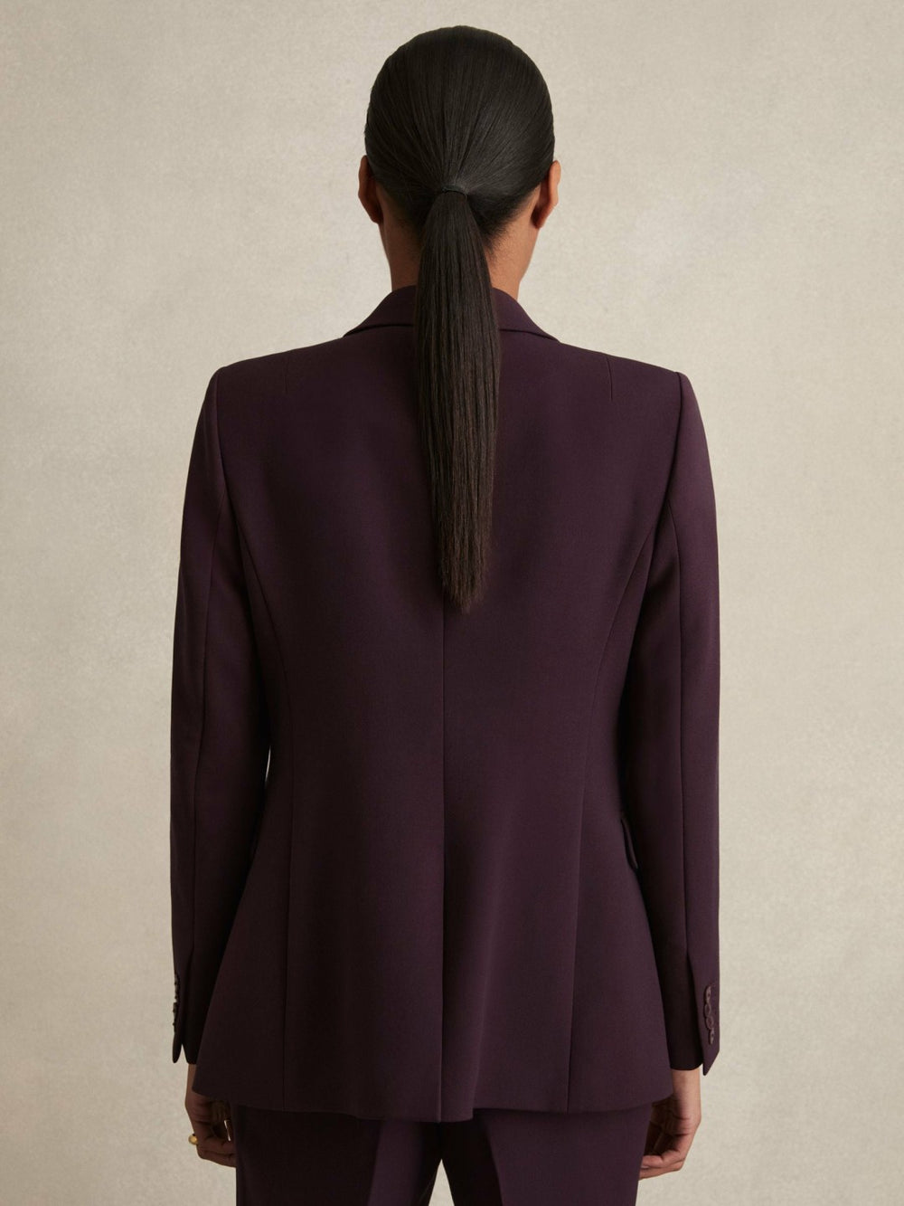 Women Petite Tailored Single Breasted Suit Blazer in Berry