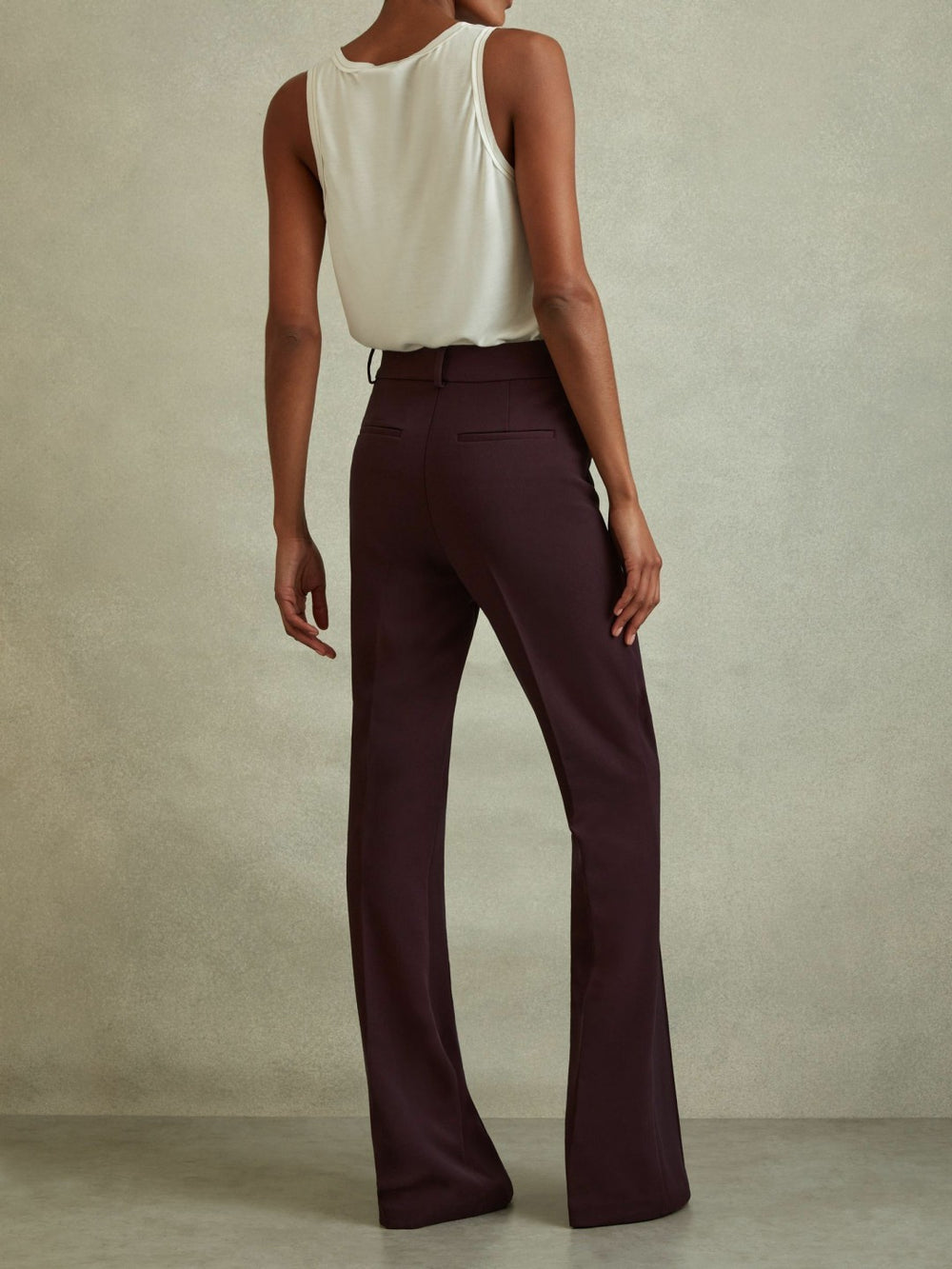 Women Petite Flared Suit Trousers in Berry