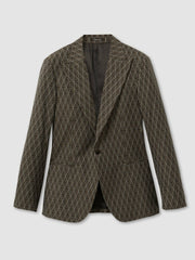 Men Monogram-Jacquard Twill Blazer in Chocolate Brown