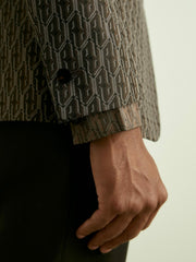 Men Monogram-Jacquard Twill Blazer in Chocolate Brown