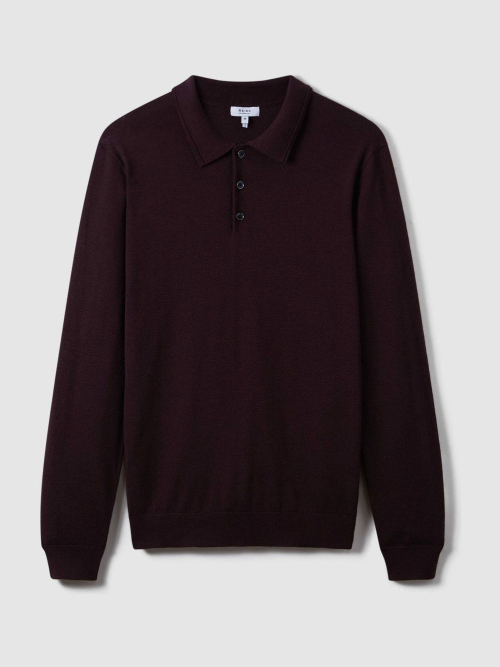 Men Merino Wool Polo Shirt in Dark Bordeaux