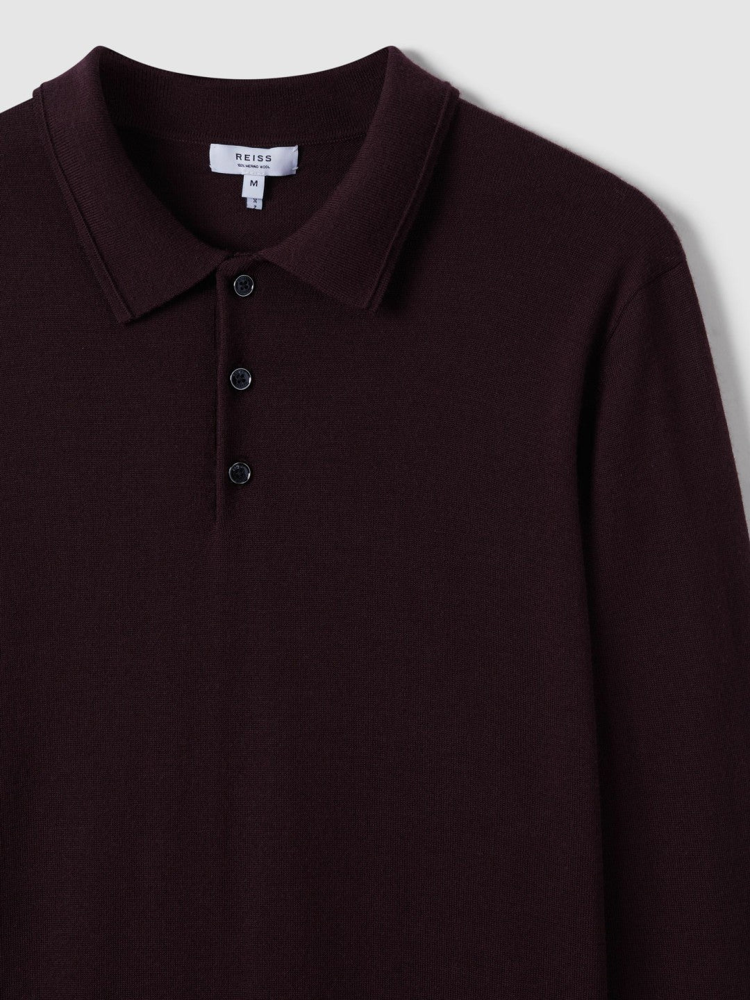 Men Merino Wool Polo Shirt in Dark Bordeaux