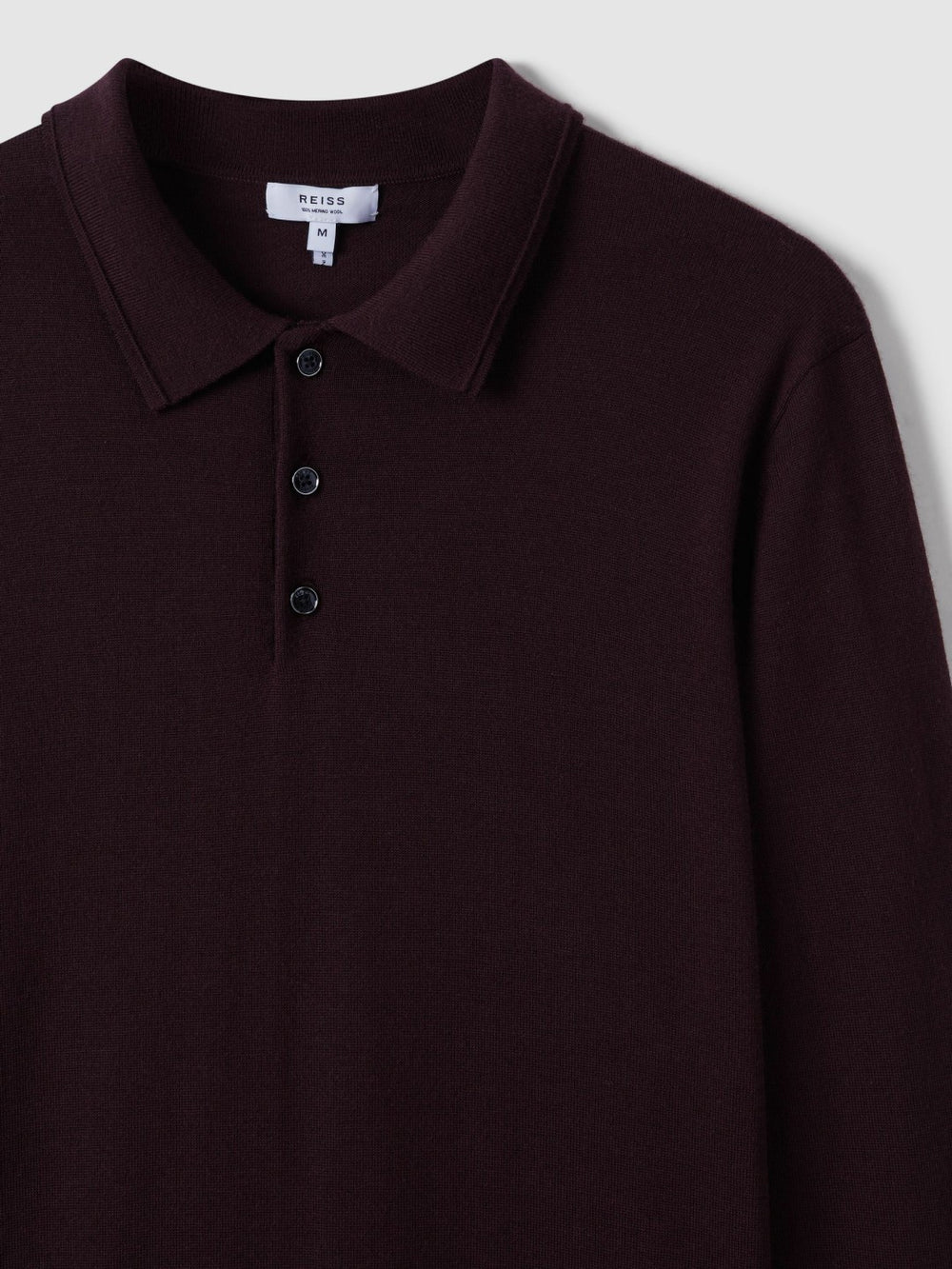 Men Merino Wool Polo Shirt in Dark Bordeaux