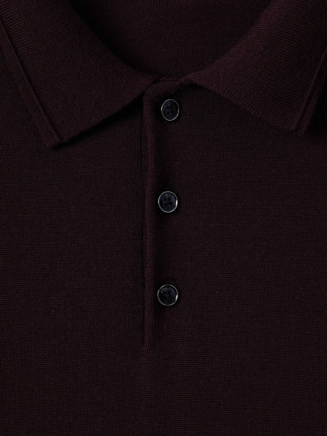 Men Merino Wool Polo Shirt in Dark Bordeaux