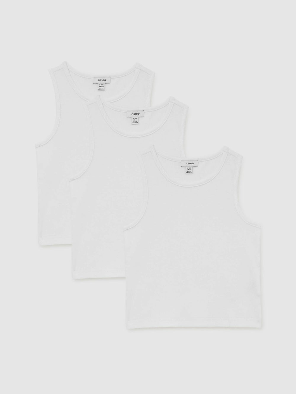 Children & Baby 9-13 yrs Cotton Stretch Ribbed Vest 3 Pack in White