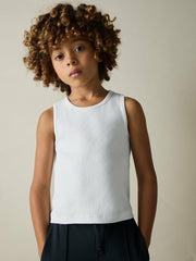 Children & Baby 9-13 yrs Cotton Stretch Ribbed Vest 3 Pack in White