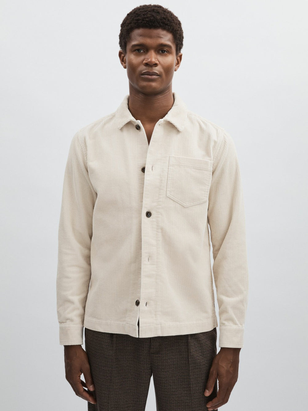 Men Les Deux Cotton Corduroy Overshirt in Ivory