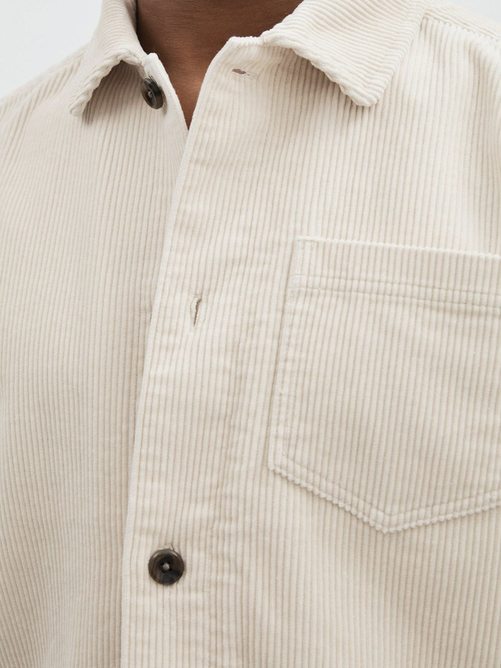Men Les Deux Cotton Corduroy Overshirt in Ivory