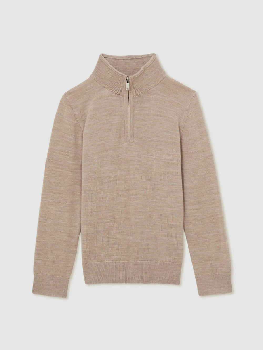 Children & Baby 3-9 yrs Merino Wool Half-Zip Funnel Neck Jumper in Wheat Melange