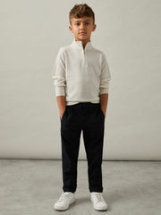 Children & Baby 3-9 yrs Merino Wool Half-Zip Funnel Neck Jumper in Snow
