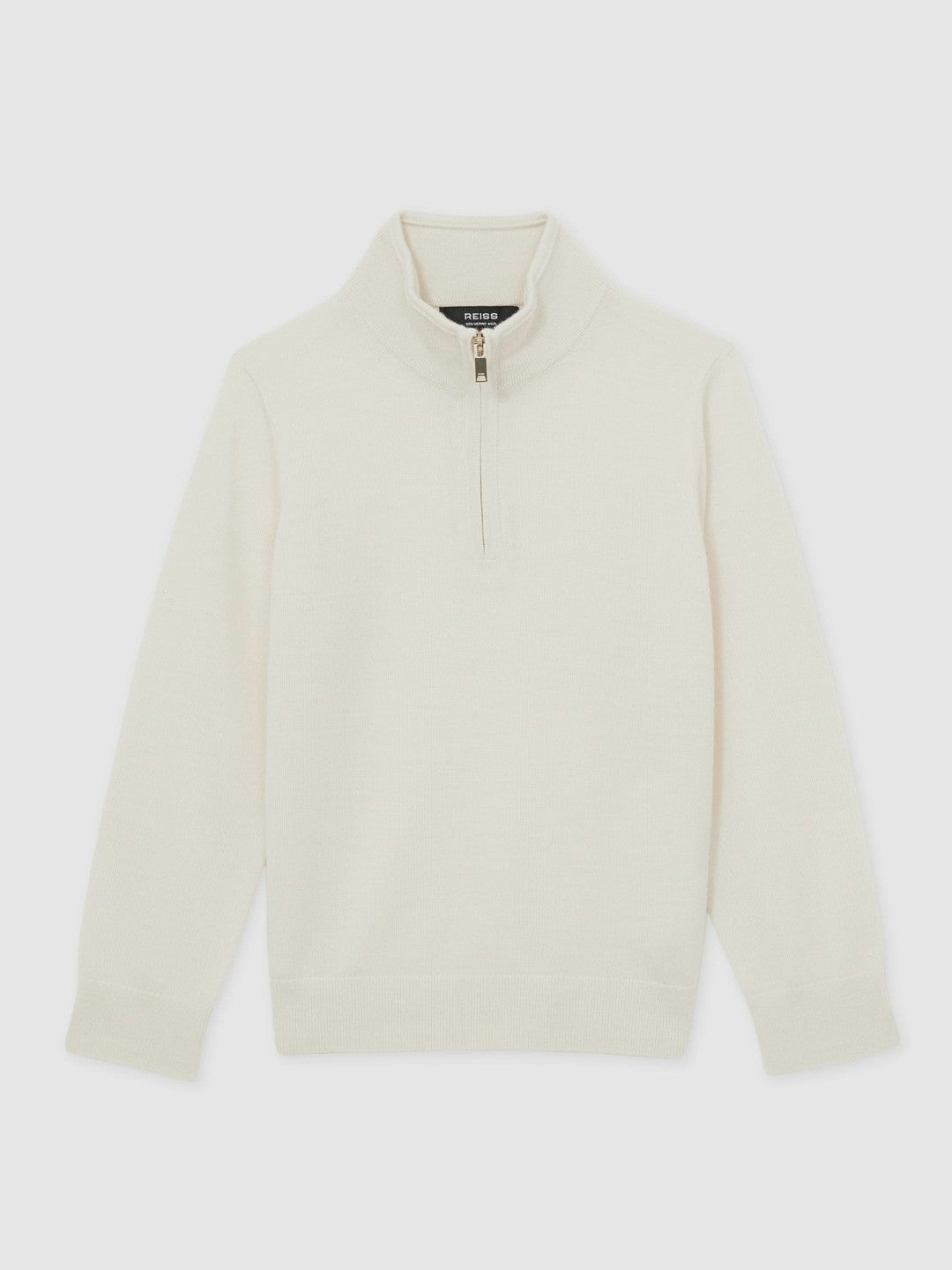 Children & Baby 3-9 yrs Merino Wool Half-Zip Funnel Neck Jumper in Snow