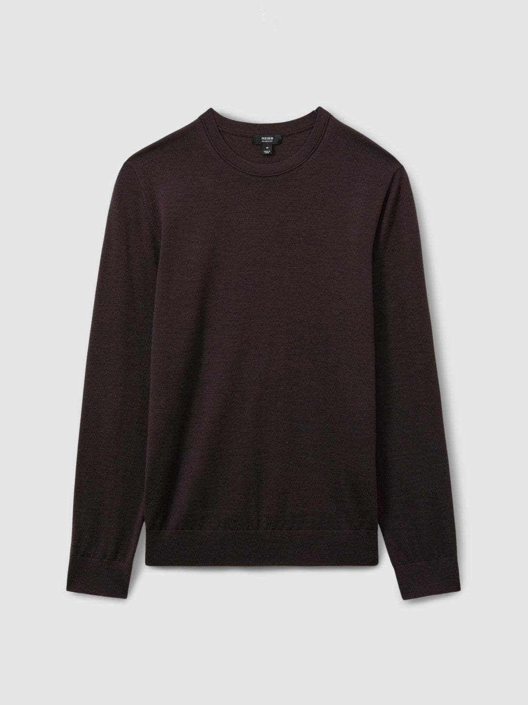 Men Merino Wool Crew Neck Jumper in Dark Bordeaux