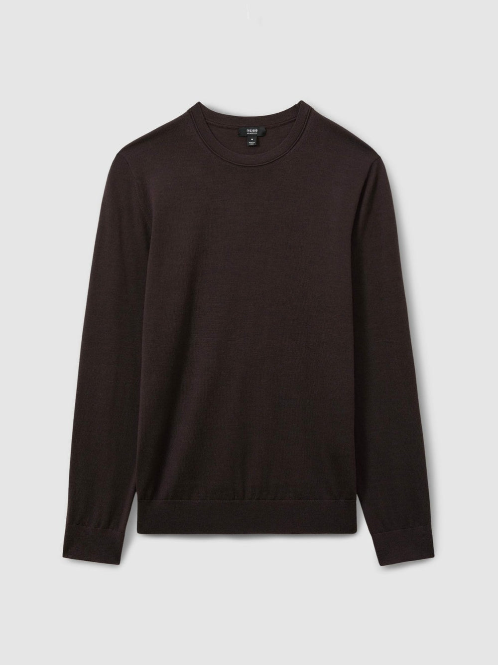 Men Merino Wool Crew Neck Jumper in Dark Bordeaux