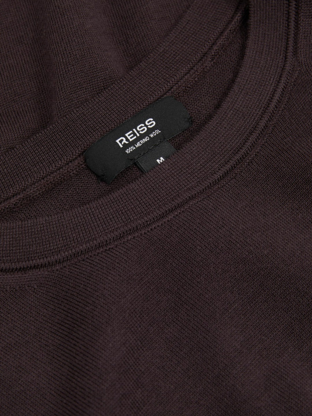 Men Merino Wool Crew Neck Jumper in Dark Bordeaux