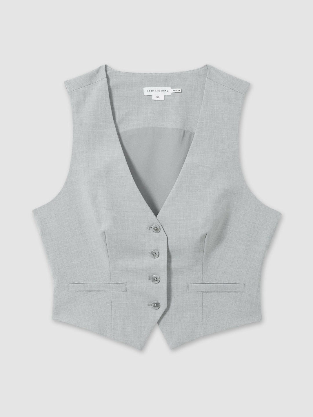 Women Good American Sharkskin Suit Waistcoat in Heather Grey