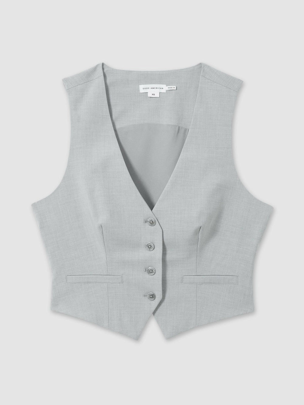 Women Good American Sharkskin Suit Waistcoat in Heather Grey