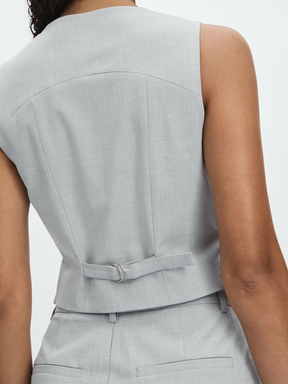 Women Good American Sharkskin Suit Waistcoat in Heather Grey