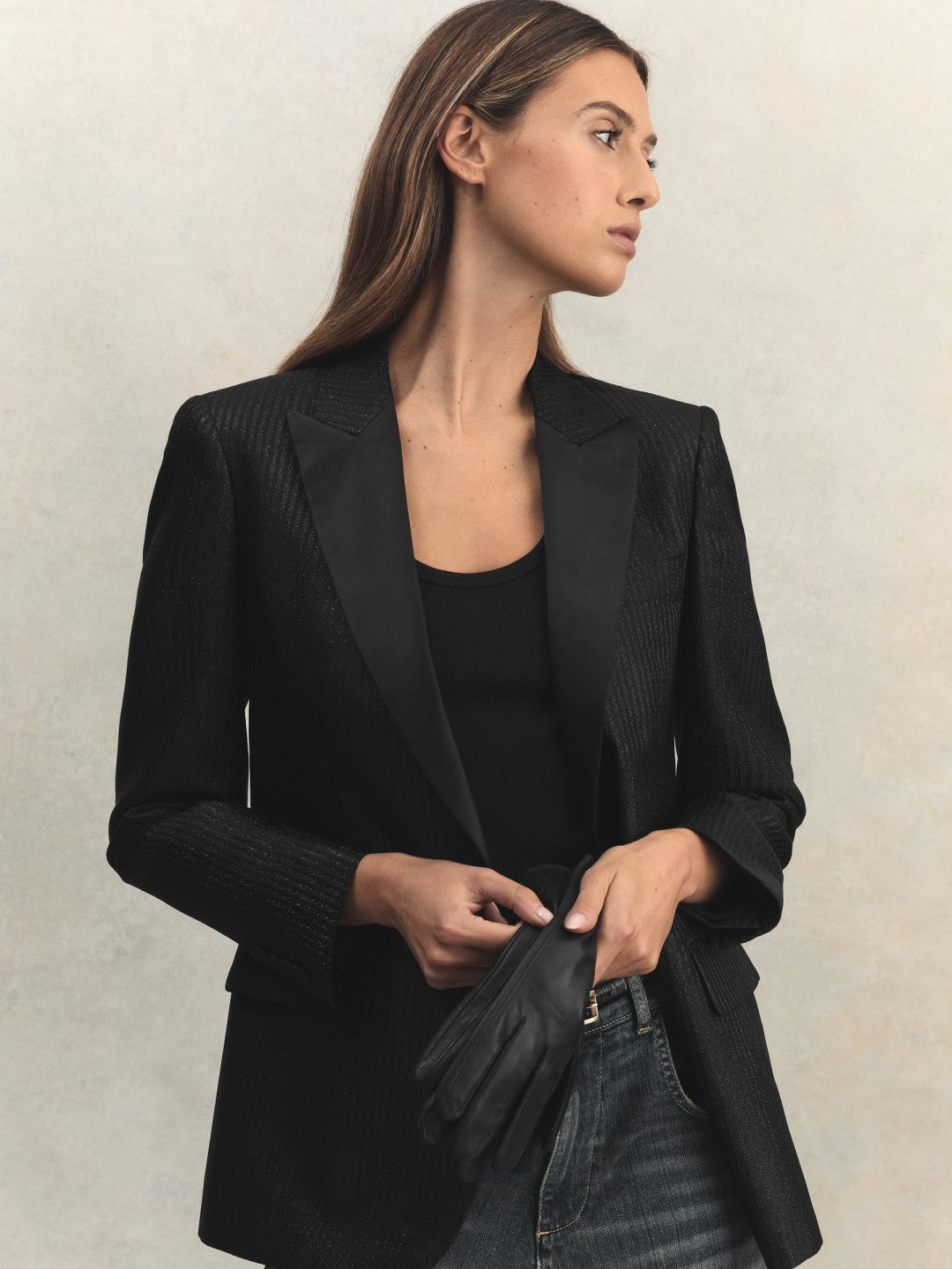 Women Leather Gloves in Black