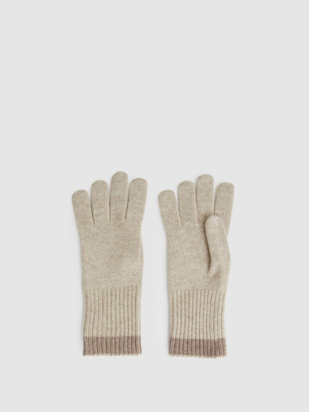 Women Wool Blend Tipped Gloves in Taupe