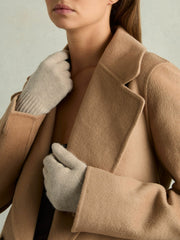 Women Wool Blend Tipped Gloves in Taupe