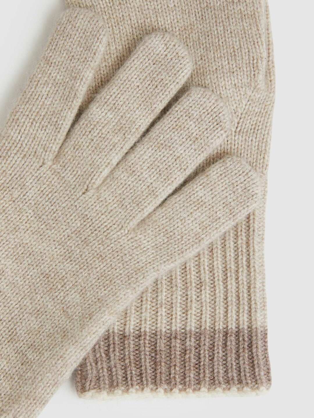 Women Wool Blend Tipped Gloves in Taupe