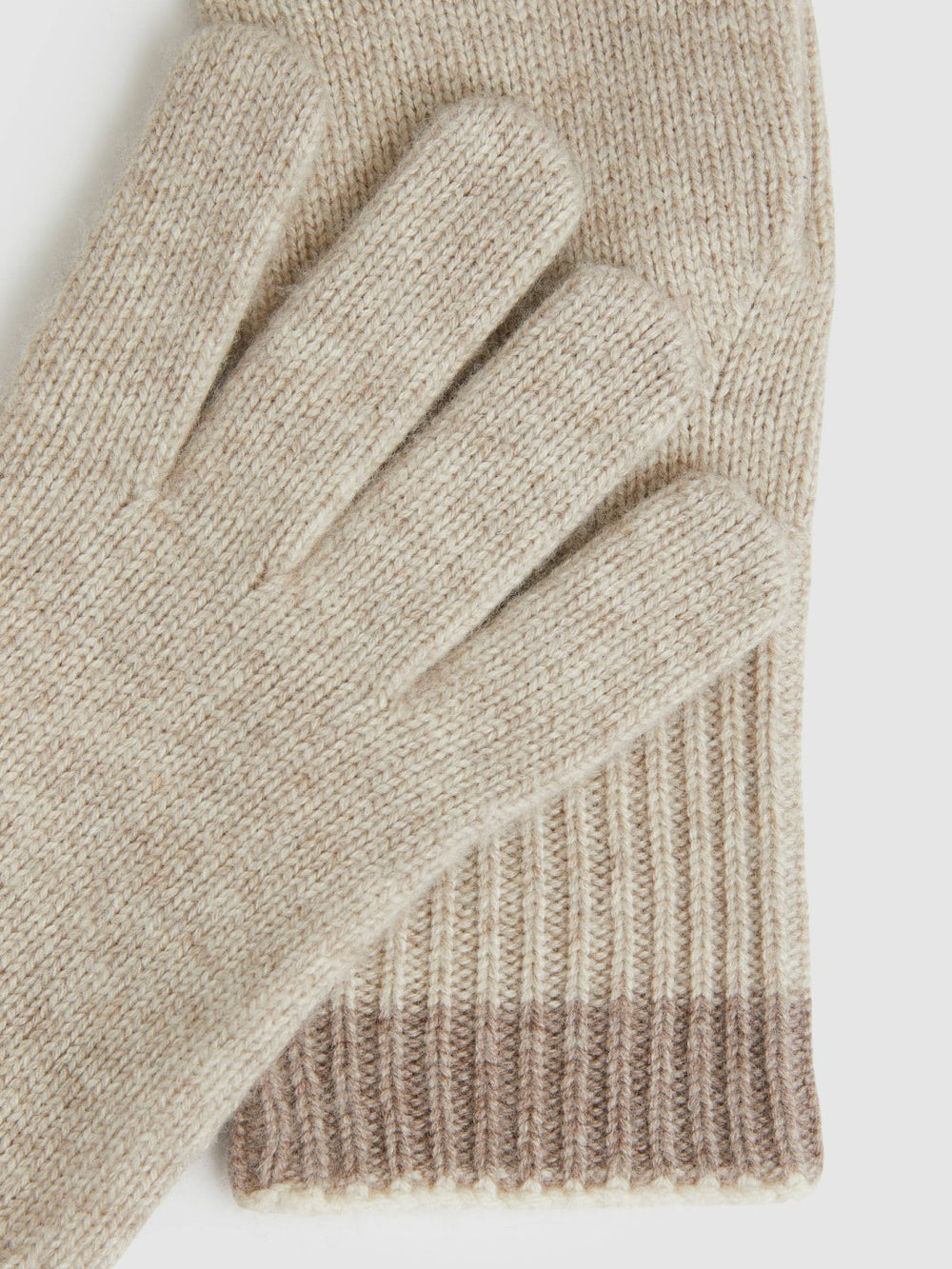 Women Wool Blend Tipped Gloves in Taupe