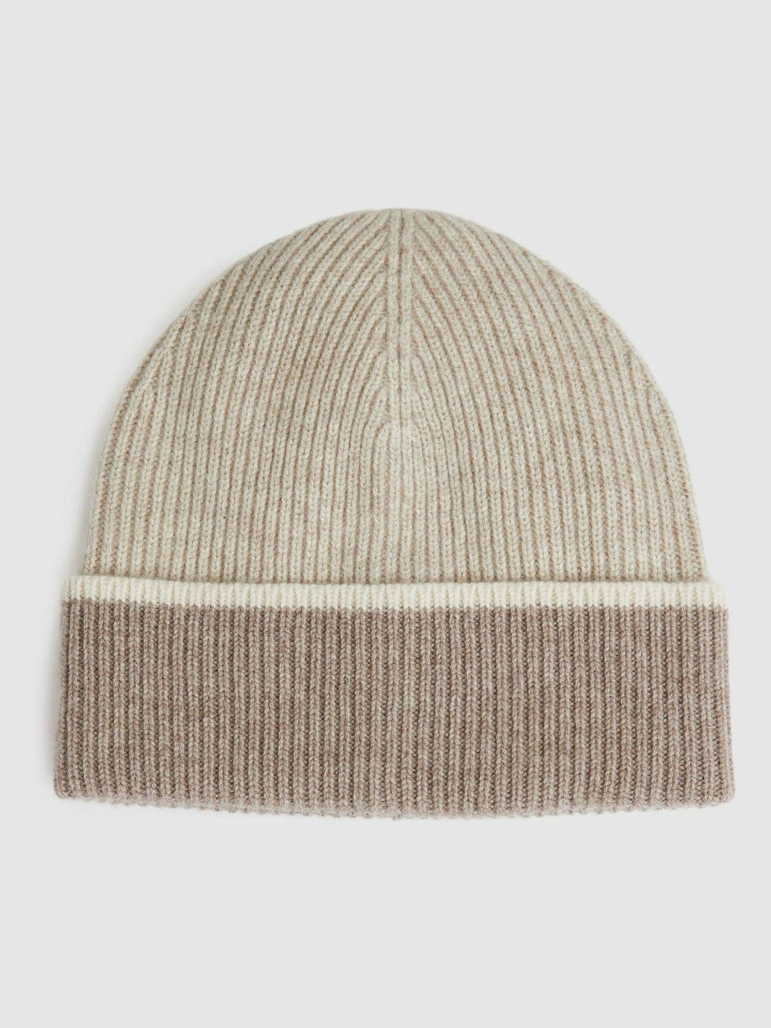 Women Wool Blend Tipped Beanie in Taupe