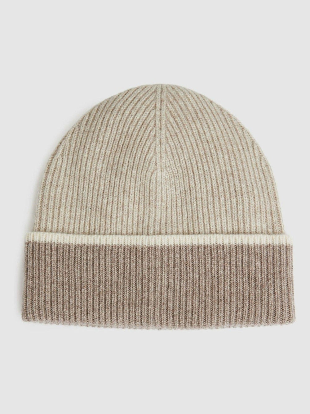 Women Wool Blend Tipped Beanie in Taupe