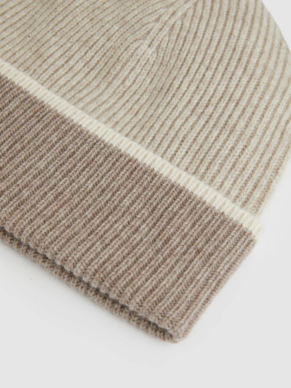Women Wool Blend Tipped Beanie in Taupe