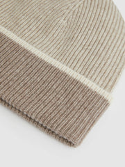 Women Wool Blend Tipped Beanie in Taupe
