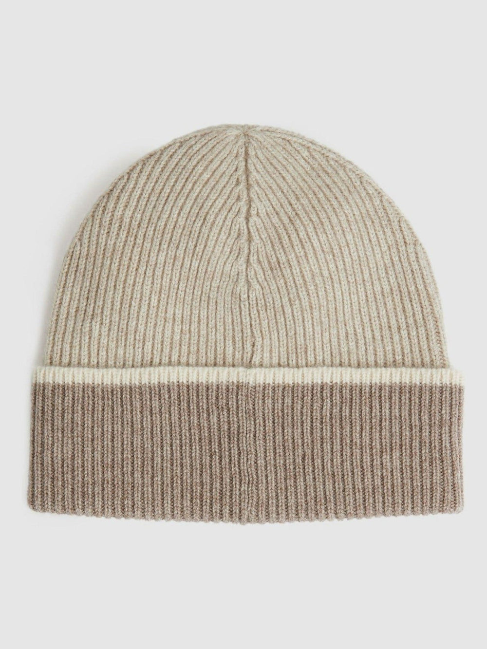 Women Wool Blend Tipped Beanie in Taupe