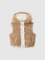 Children & Baby 4-9 yrs Reversible Quilted Borg Gilet in Brown