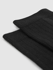 Women Cotton Blend Ribbed Loafer Socks in Black