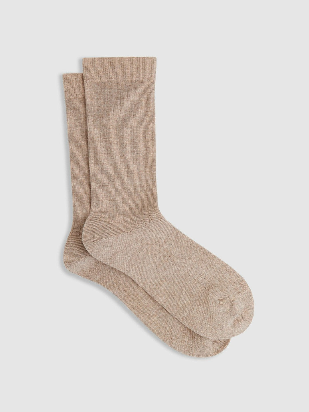 Women Cotton Blend Ribbed Loafer Socks in Oatmeal