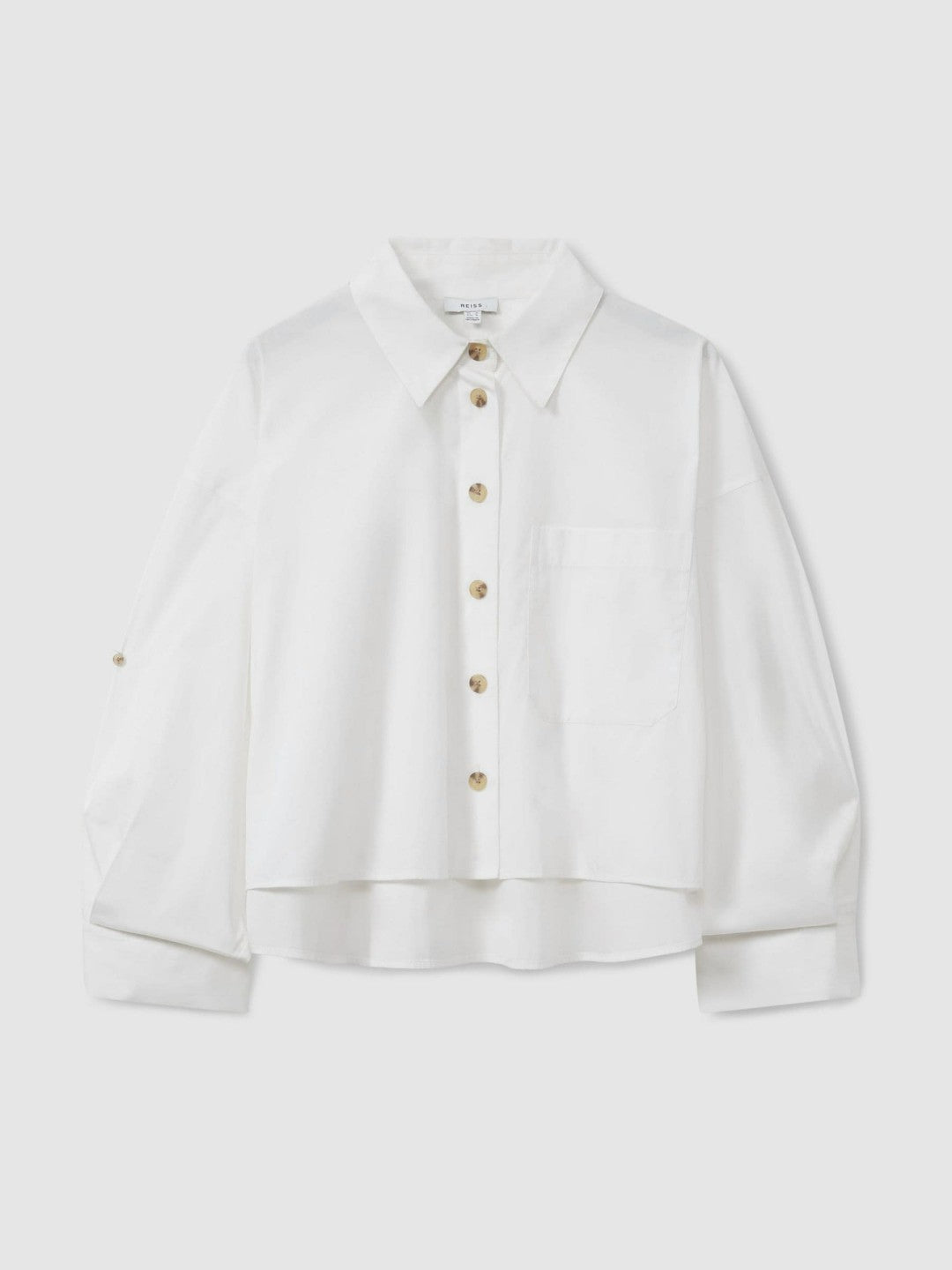 Women Oversize Cotton Cropped Shirt in White