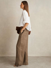 Women Oversize Cotton Cropped Shirt in White