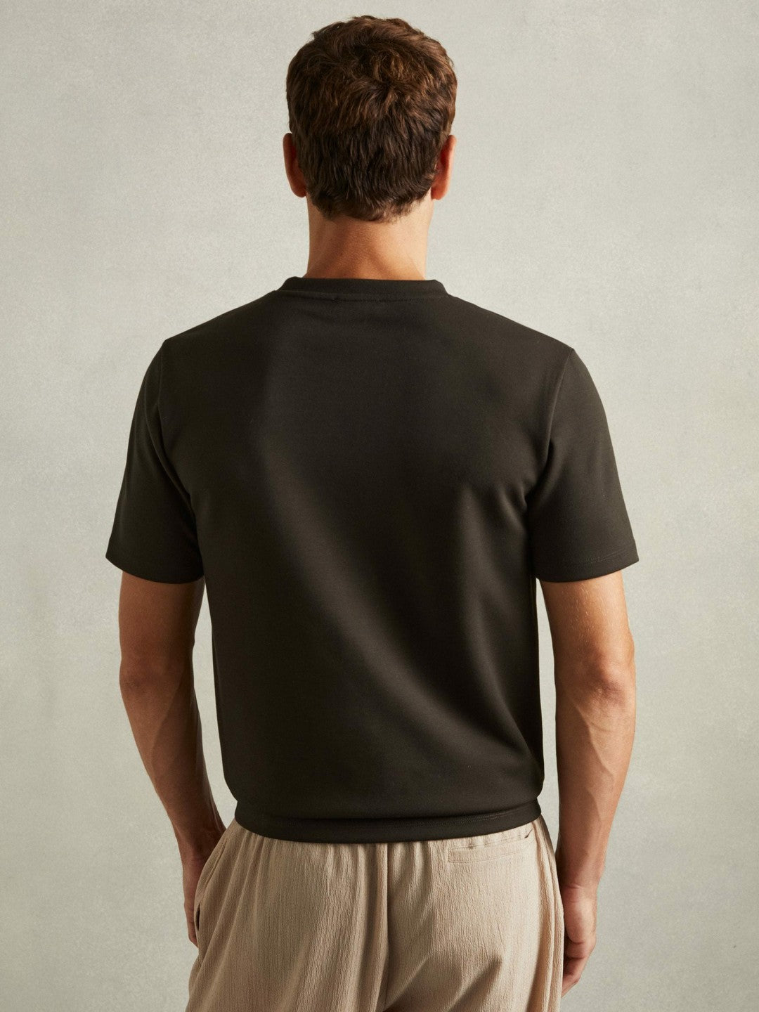 Men Interlock Jersey Crew Neck T-Shirt in Chocolate Brown