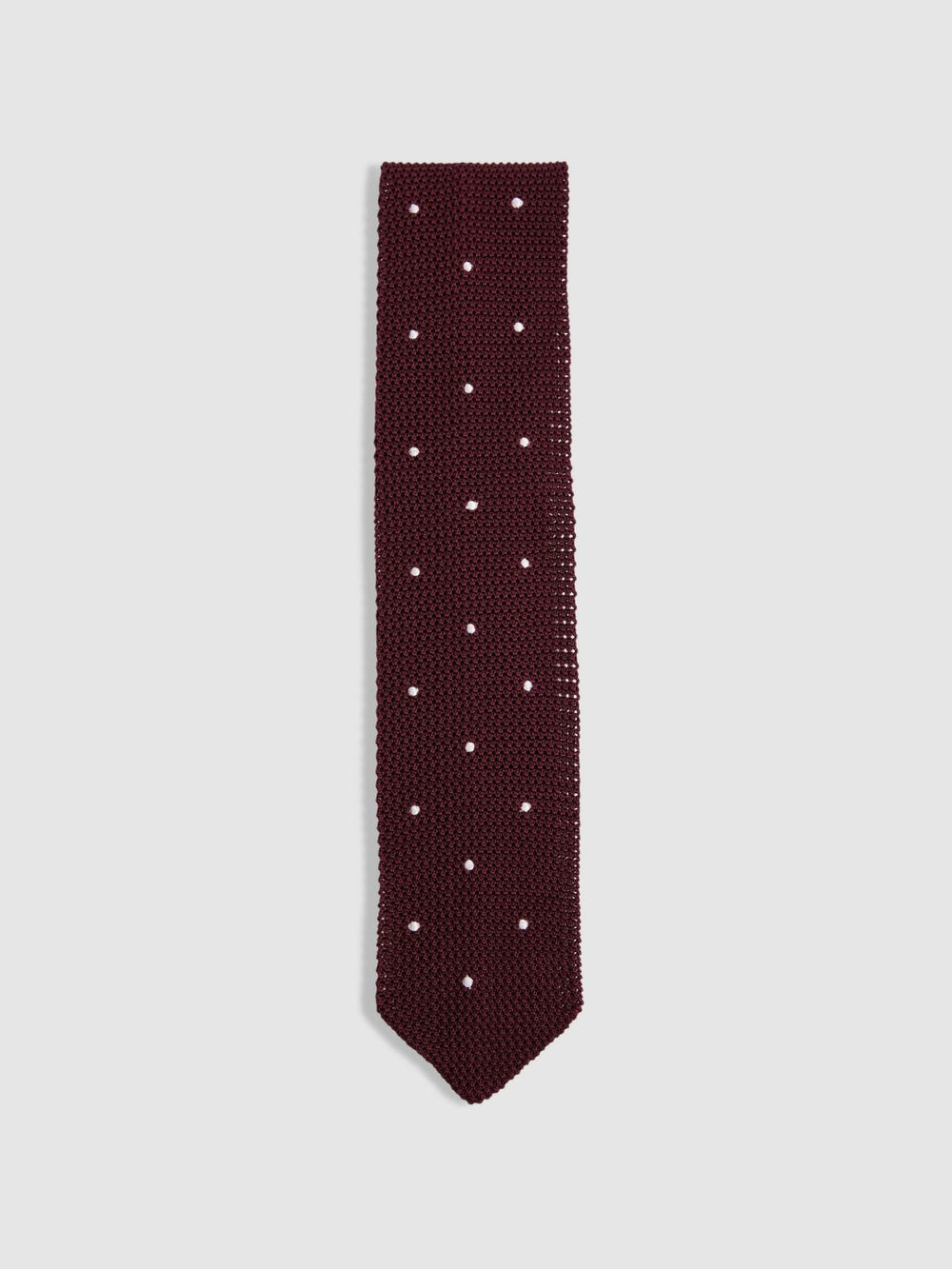 Men Silk Knitted Pin-Dot Tie in Burgundy
