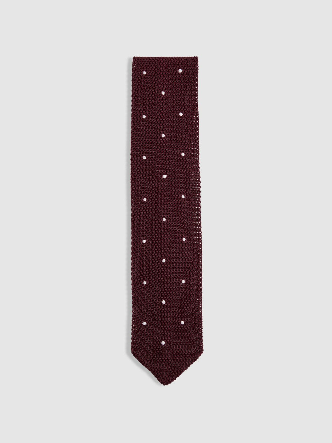 Men Silk Knitted Pin-Dot Tie in Burgundy
