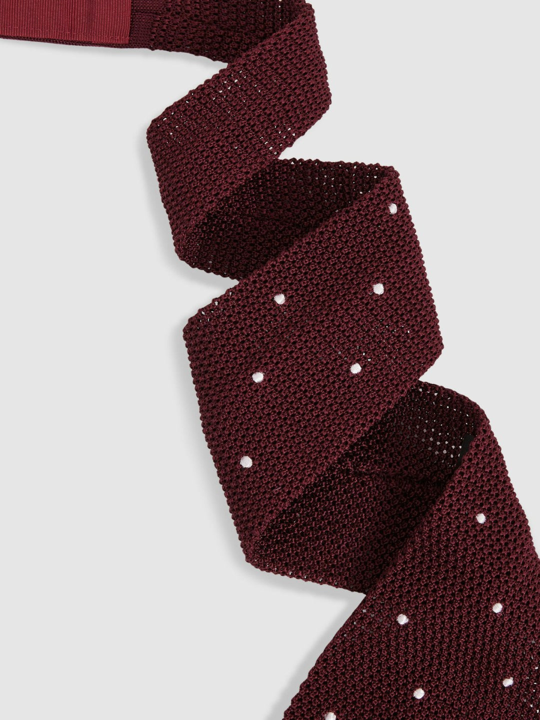 Men Silk Knitted Pin-Dot Tie in Burgundy