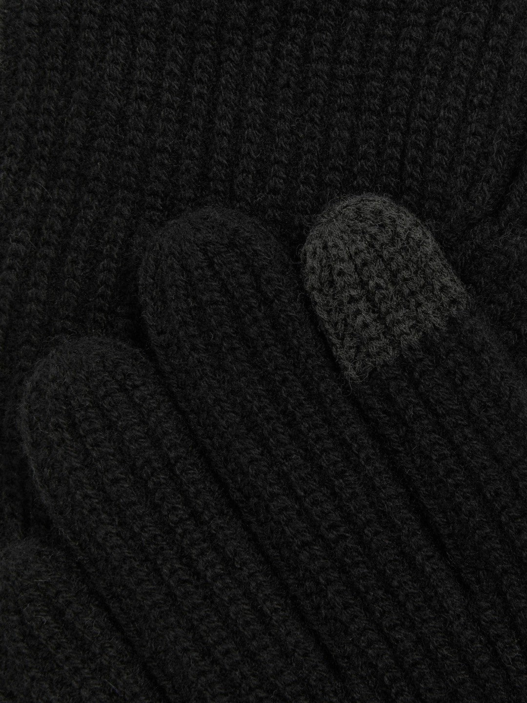 Men Ribbed-Merino Touchscreen Gloves in Black