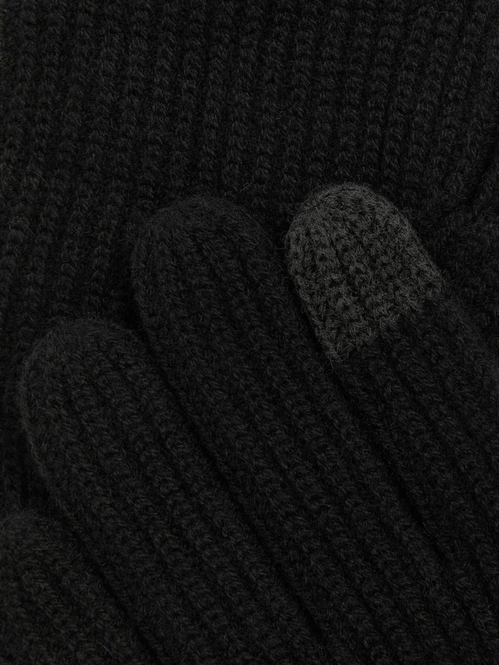 Men Ribbed-Merino Touchscreen Gloves in Black